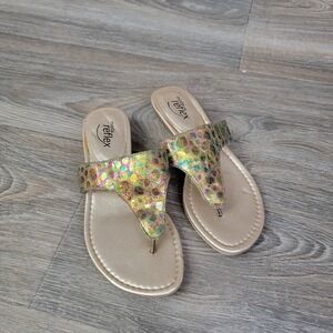 Moda Reflex Womens Flip Flops‎ Sandals Size 6 Slip On Thong Rainbow Spotted